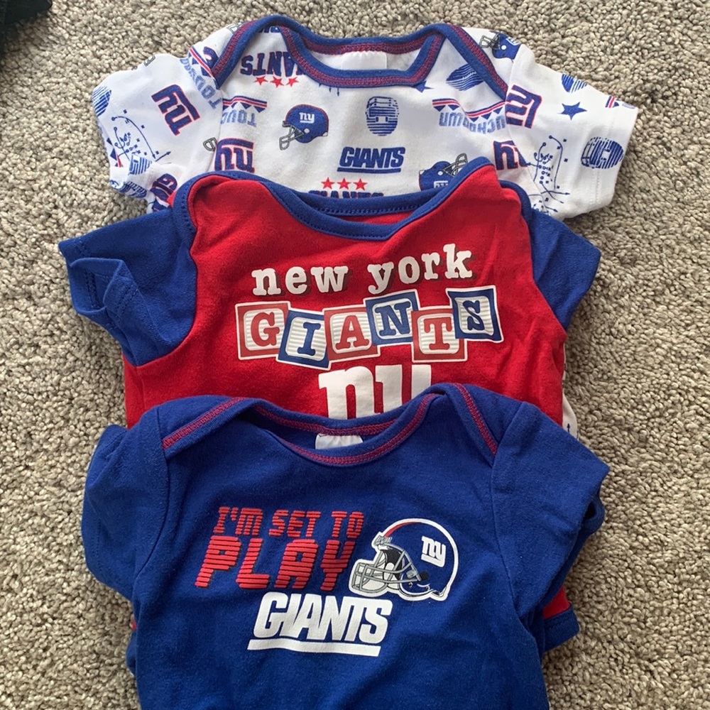 NY Giants onesies. 3-6 months.